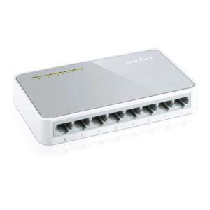 پشت سوییچ TL‑SF1008D با آداپتور برق خارجی متصل
