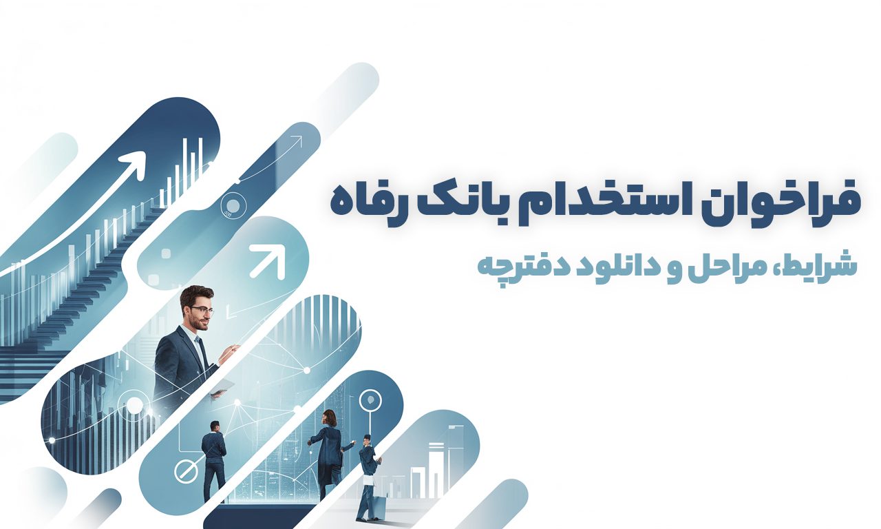 بنر فراخوان استخدام بانک رفاه کارگران ۱۴۰۴ با طراحی مدرن و رنگ آبی و سفید