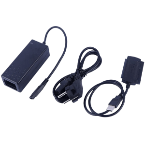 نمای پشت تبدیل SATA/IDE به USB همراه با درگاه‌های SATA و IDE