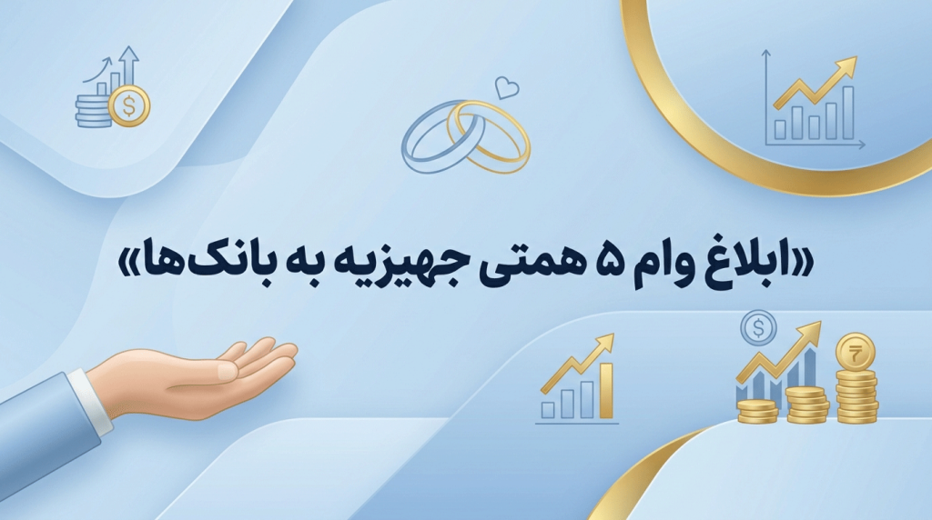 بنر اطلاع‌رسانی ابلاغ ۵ همت وام قرض‌الحسنه جهیزیه برای زوج‌های جوان