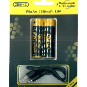 باتری شارژی type-c AA دو عددی BYZ مدل BL-3001