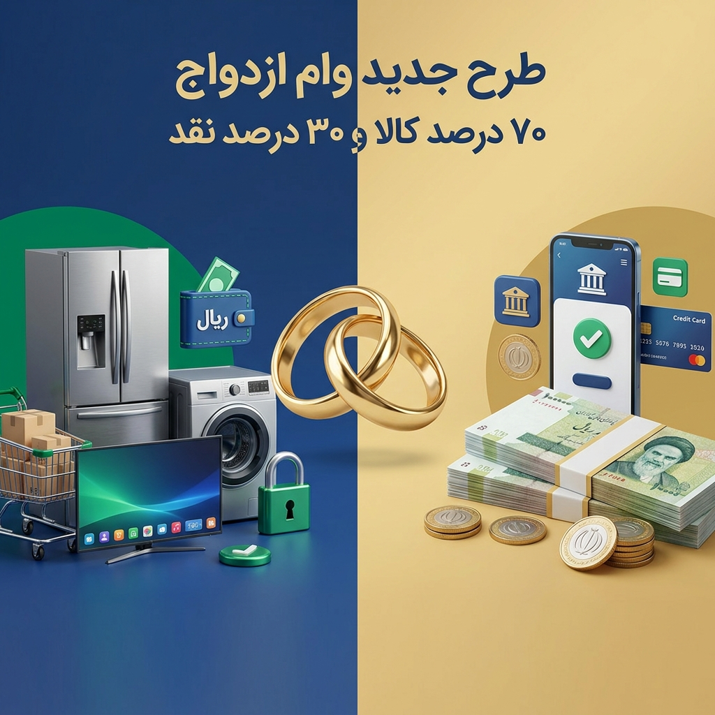 طرح پرداخت وام ازدواج به صورت ۷۰ درصد کالا و ۳۰ درصد نقد